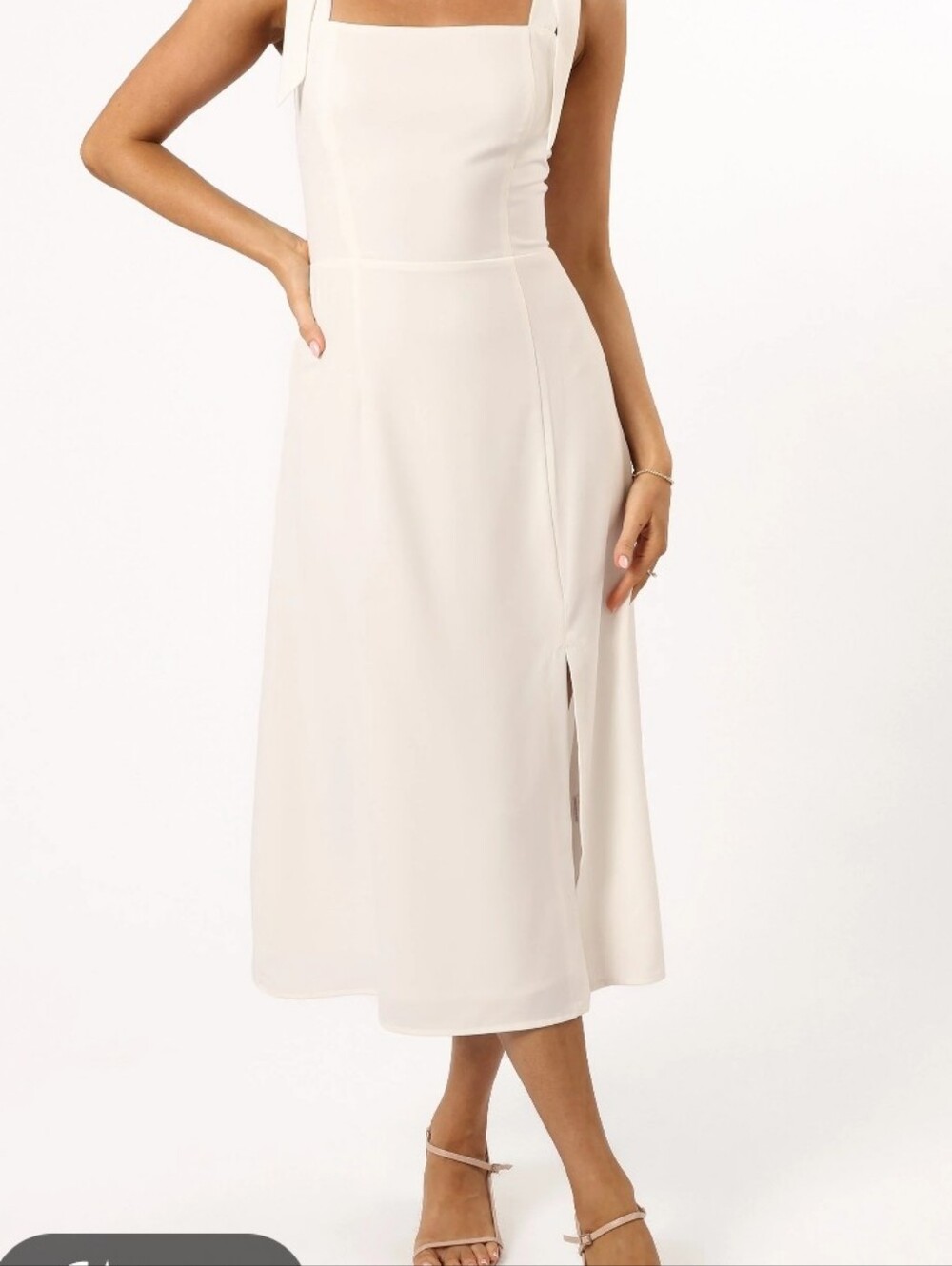 Petal & Pup White Linen Midi Dress